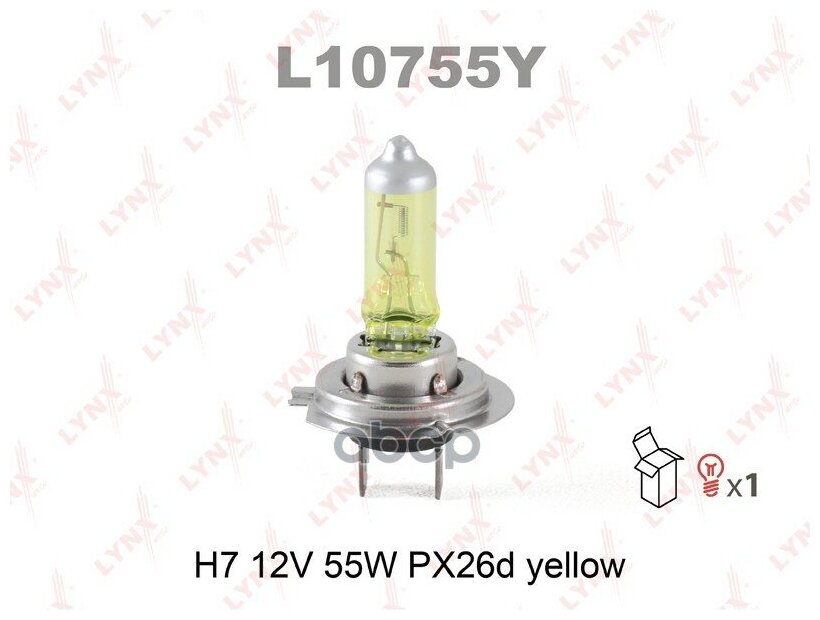 Лампа H7 12v 55w Px26d Yellow, Карт.1 Шт. LYNXauto арт. L10755Y