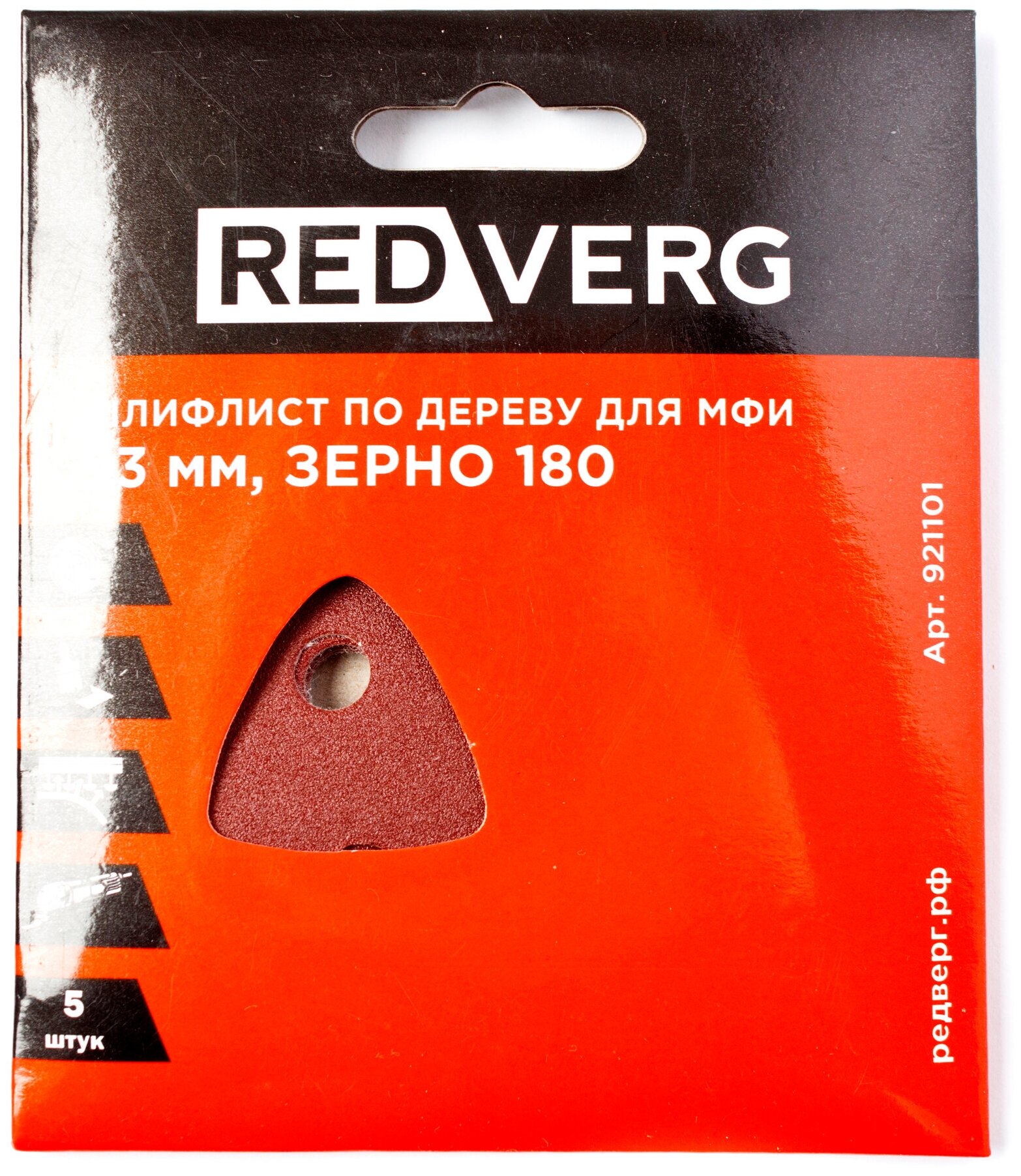 Шлифлист Redverg самоклеющийся по древесине для МФИ 93 мм Р180 (5шт)(921101)