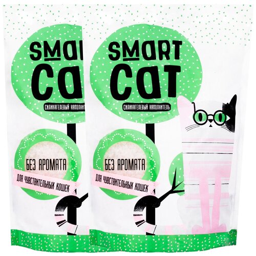 SMART CAT наполнитель силикагелевый для туалета чувствительных кошек без запаха (7 + 7 кг) fresh cat кристаллы чистоты наполнитель силикагелевый для туалета кошек без запаха 5 5 л