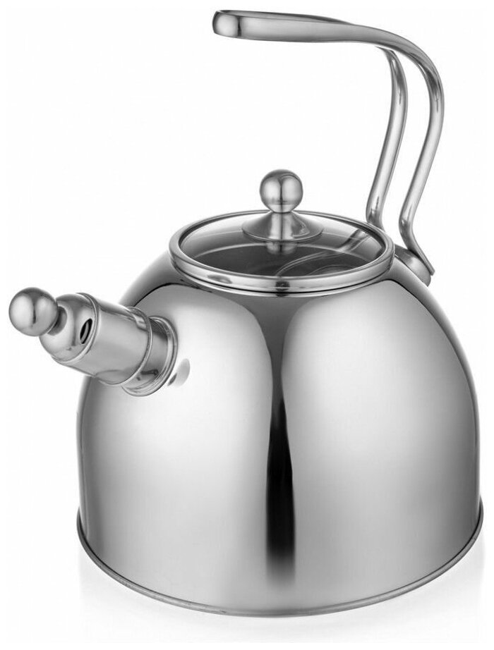 Чайник для кипячения со стеклянной крышкой Walmer Glasgow, 2,5 л, цвет хром