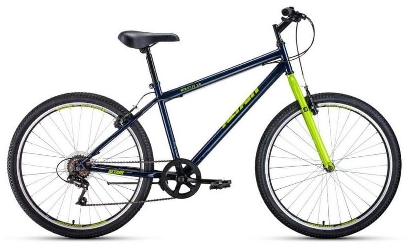 Велосипед горный жесткая вилка ALTAIR MTB HT 1.0 26" 17" темно-синий/зеленый RBKT0MN66004 2020