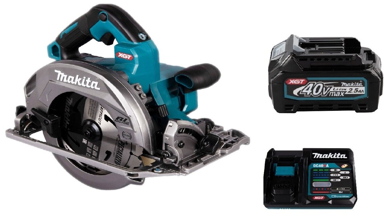 Пила дисковая аккумуляторная MAKITA XGT HS004GZ+ BL4025 2,5 Ач.+DC40RA