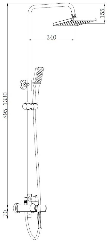 Стойка душевая цвета хрома CHIKA: цинковая ручка с корпусом из латуни; с картриджем SCC 30 мм; с душ - фотография № 13