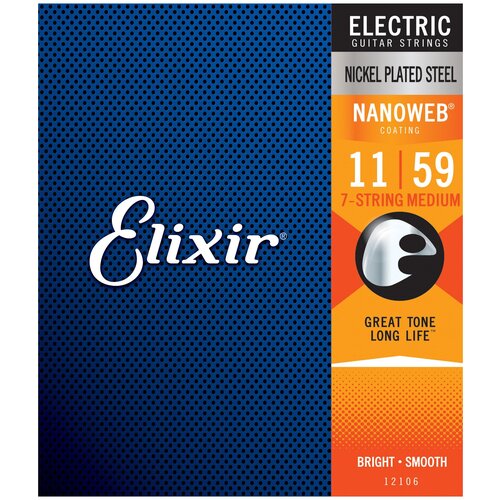 Струны для электрогитары 11-59 Elixir 12106 7 String Nanoweb
