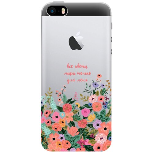 Силиконовый чехол на Apple iPhone SE / 5s / 5 / Эпл Айфон 5 / 5с / СЕ с рисунком All Flowers For You силиконовый чехол на apple iphone se 5s 5 эпл айфон 5 5с се с рисунком camomiles soft touch черный