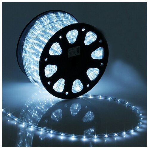 Световой шнур Luazon Lighting 11 мм, IP65, 100 м, 24 LED/м, 220 В, 2W, постоянное свечение, свечение тёплое белое