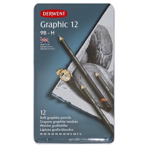 Derwent Набор чернографитовых карандашей 12 шт. B Graphic soft 9B-H 34215