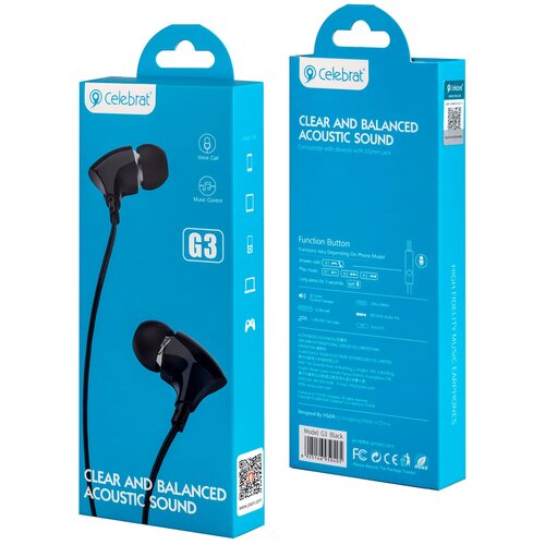 Гарнитура Celebrat G3 вставная пластиковая черная 36300₽