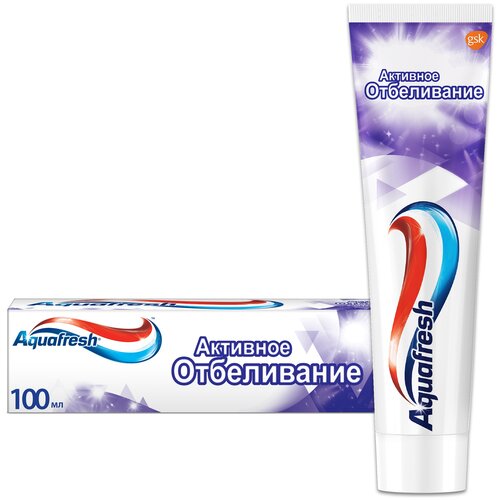 Зубная паста Aquafresh Активное отбеливание, 100 мл, 100 г, фиолетовый зубная паста aquafresh активное отбеливание 100 мл х 2 шт