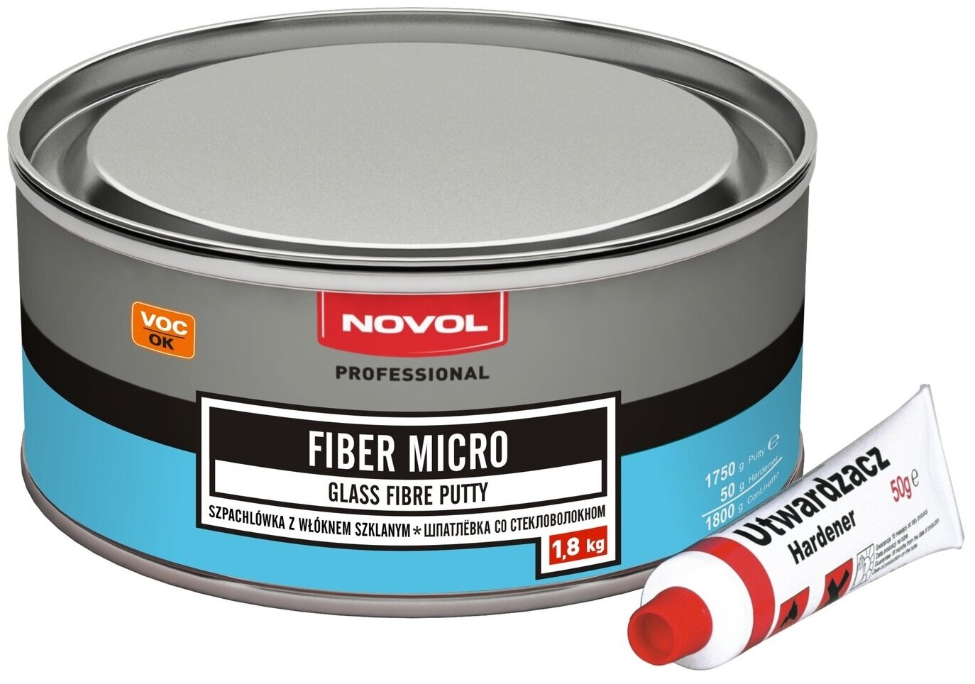 Шпатлевка Novol FIBER MICRO cо стекловолокном 1,8кг