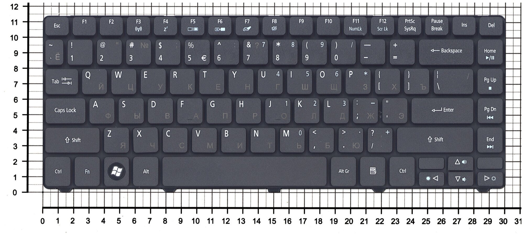 Клавиатура для ноутбука NSK-AM10R черная матовая
