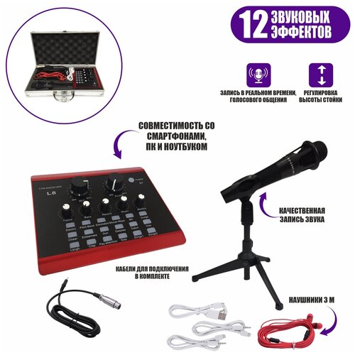 Студийный комплект со звуковой картой L8 микрофоном E300 в металлическом чемоданчике 241300₽