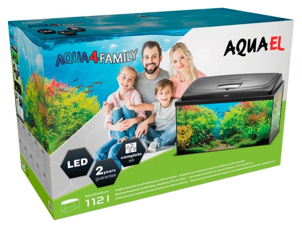 Аквариумный набор AQUAEL AQUA4FAMILY 80 DAY&NIGHT прямой 80х37х49 см (112 л) черный - фотография № 2