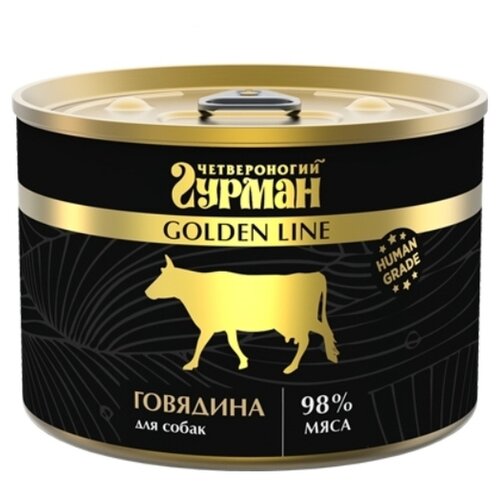 Влажный корм для собак Четвероногий Гурман Golden Line, беззерновой, говядина 2 шт. х 525 г
