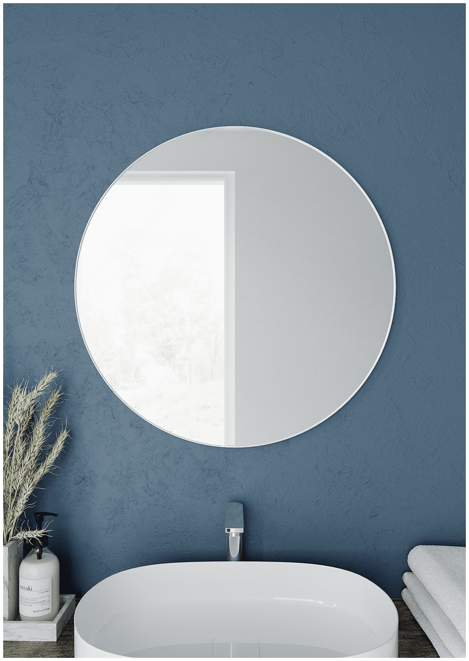 Зеркало для ванной Ulitka Malta, D55 см, металл бел - фотография № 1