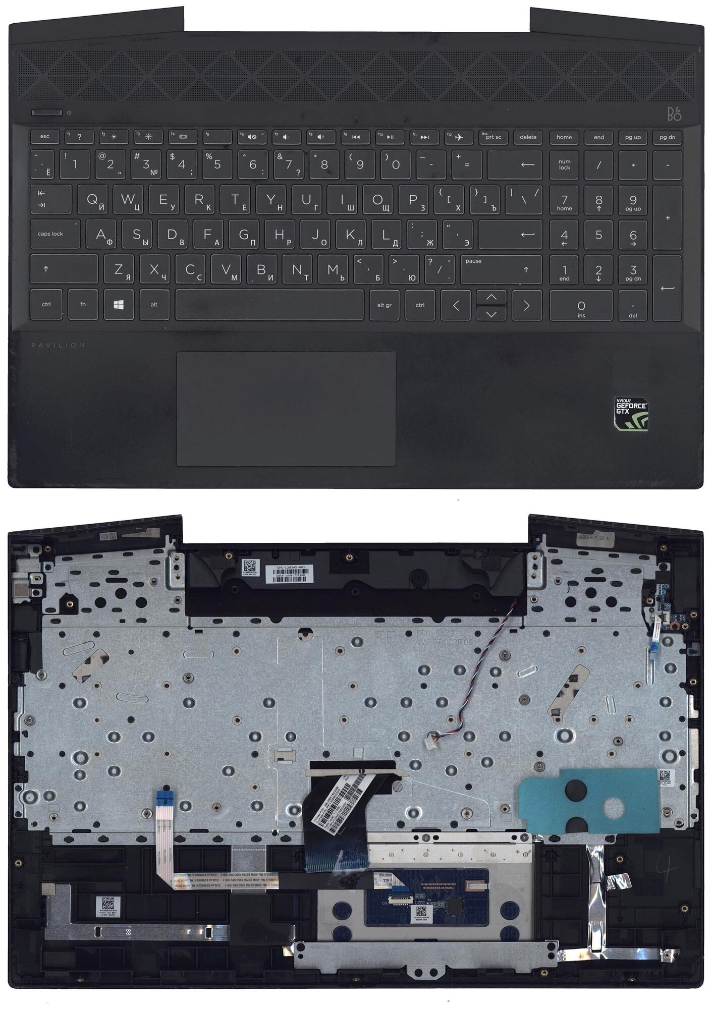 Клавиатура для ноутбука HP Pavilion Gaming 15-CX топкейс без подсветки