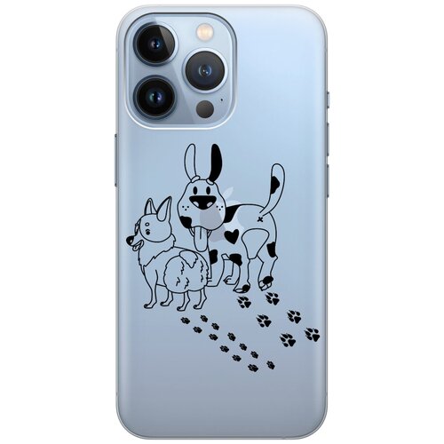 Силиконовый чехол на Apple iPhone 13 Pro / Эпл Айфон 13 Про с рисунком Funny doggies силиконовый чехол с принтом funny doggies для xiaomi 13 pro сяоми 13 про