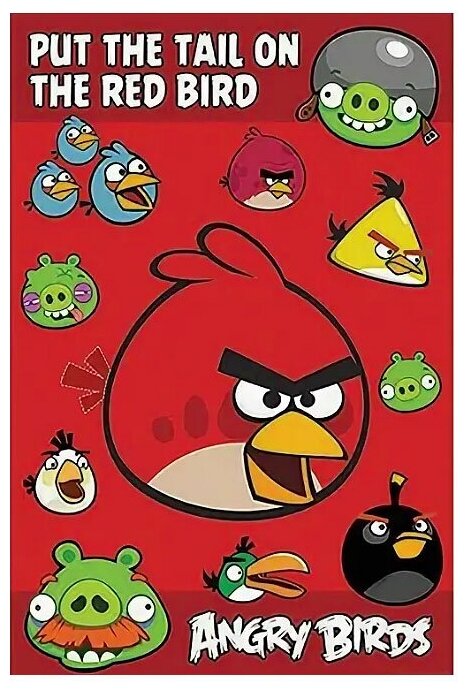 Игра подвижная с наклейками Angry Birds