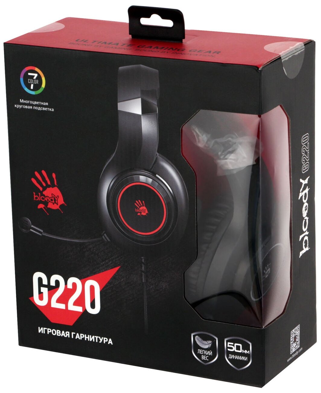 Гарнитура игровая A4Tech Bloody G220, черный (g220 aux3.5-4pin + usb)