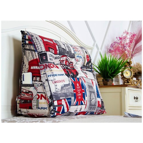 Клиновидная анатомическая подушка-изголовье PillowPlace для спины на кровать для чтения и отдыха LONDON 80*25*50 см хлопок 100%