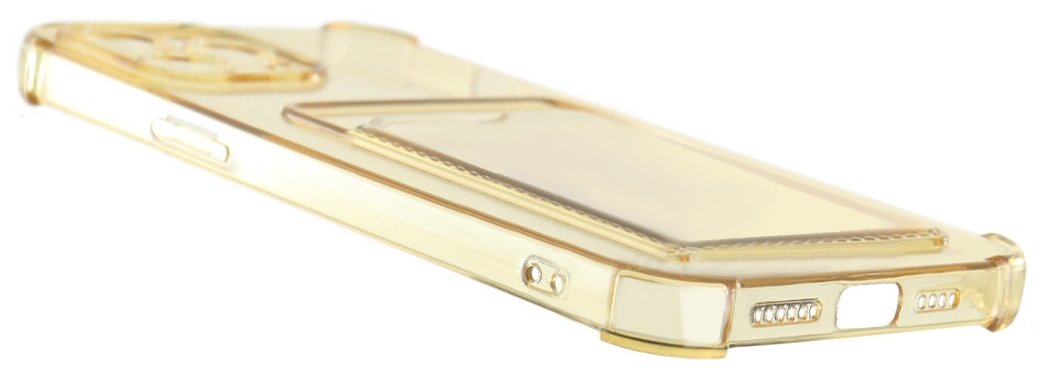 Чехол защитный усиленный TPU LuxCase для Apple iPhone 13 Pro Max, Прозрачно-золо - фото №4