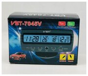 Часы автомобильные VST 7045V в прикурив. вольтметр, 2 термометра