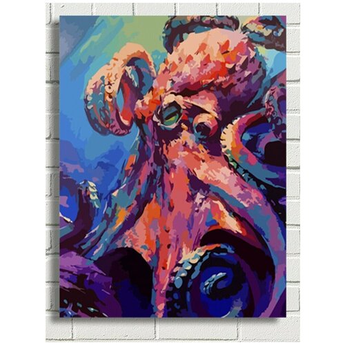 Картина по номерам Красочный осьминог (Море, Океан, Животные, Тентакли, Щупальца) - 7585 В 30x40 картина по номерам красочный слон животные 8211 в 30x40