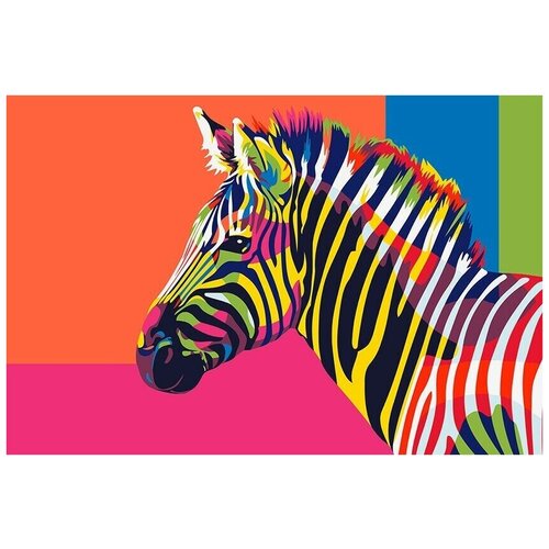 Картина по номерам на холсте красочная зебра (животные, абстракция) - 8214 Г 60x40 картина по номерам красочная зебра 8499 в 60x40