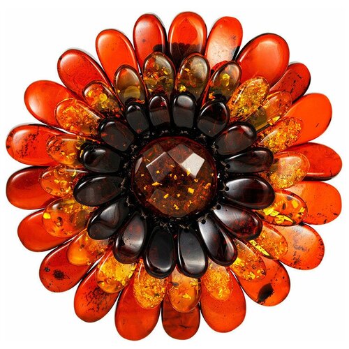 Amberholl Крупная подвеска-брошь из натурального балтийского янтаря «Хризантема»