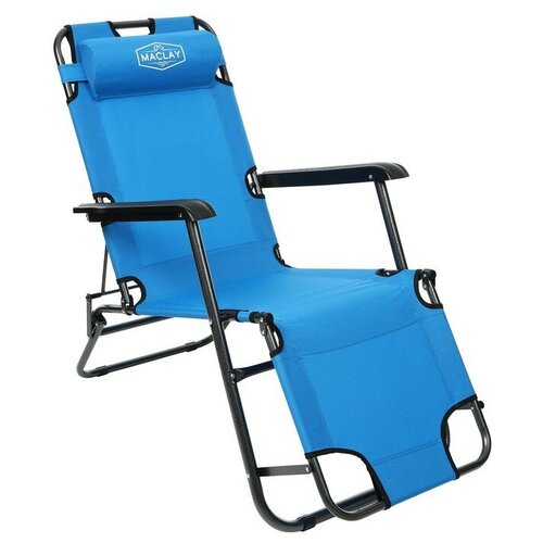 Кресло-шезлонг туристическое, с подголовником 153 х 60 х 79 см, до 100 кг, цвет голубой