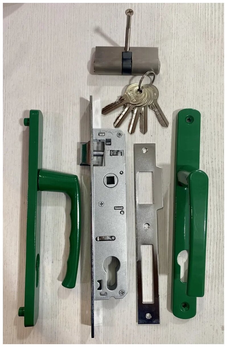 Комплект замка с ручкой Vet. для калитки (зеленый (Ral 6029) 70мм ключ-ключ