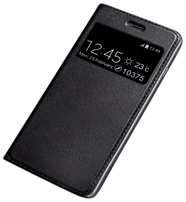 Чехол-книжка Чехол. ру для Samsung Galaxy Note 5 черный с окошком для входящих вызовов водоотталкивающий