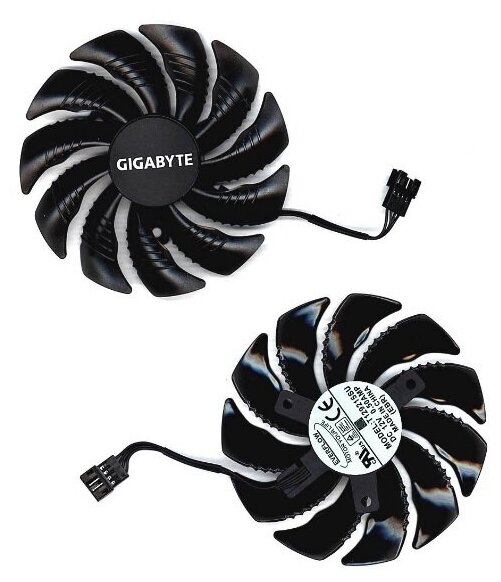 Вентилятор (кулер) для видеокарты Gigabyte RX 470, 570, 580, GTX 1060, 88мм, 4pin