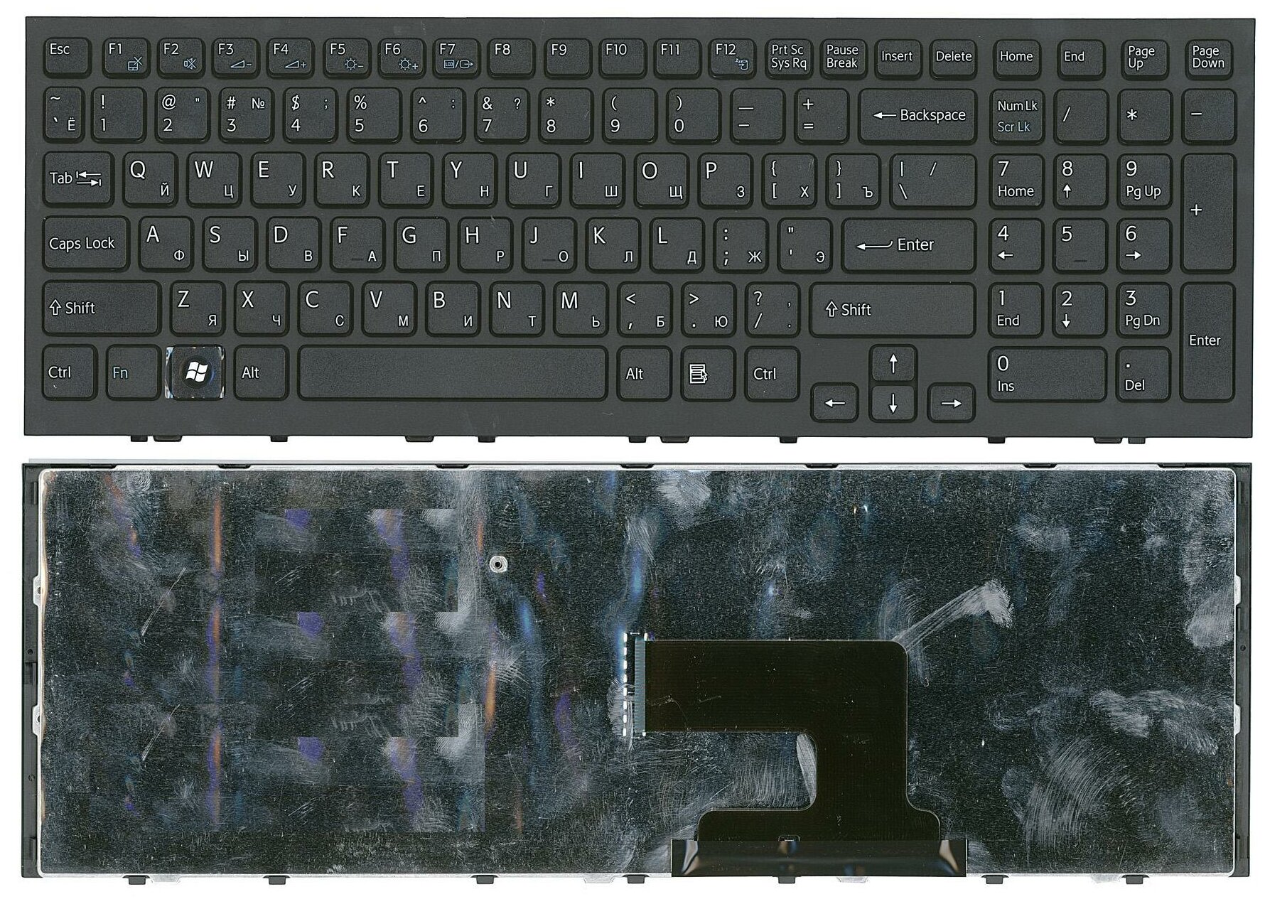 Клавиатура для ноутбука Sony Vaio VPC-EH VPCEH черная с черной рамкой