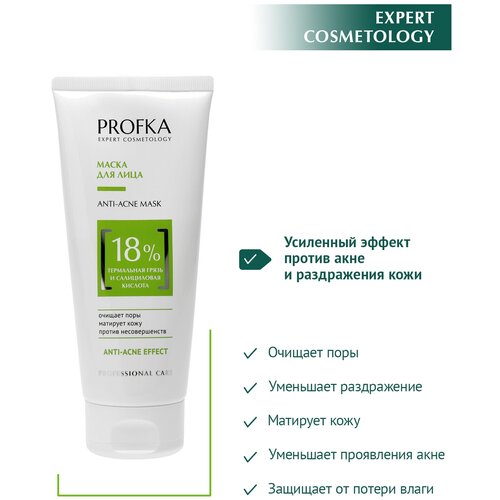 PROFKA Expert Cosmetology Маска для лица ANTI-ACNE Mask с термальной грязью и салициловой кислотой, 175 мл