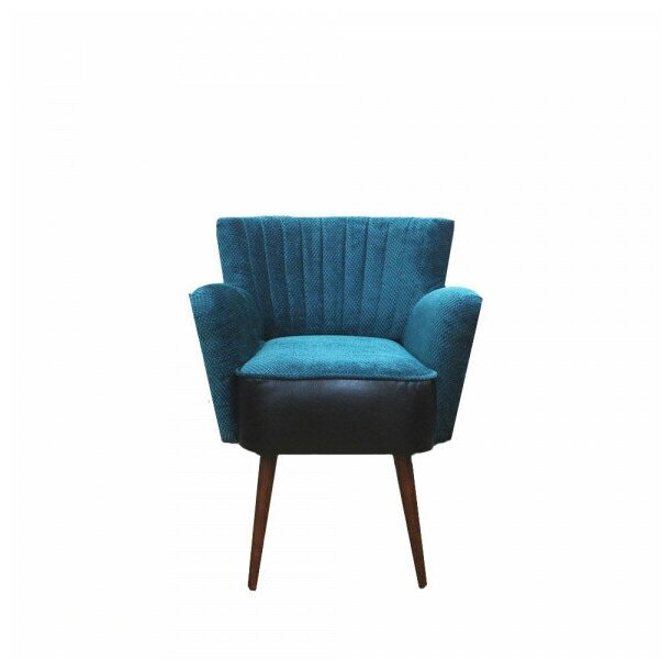 Кресло Свейн размер 66 х 70 см, наружная часть экокожа цвет черный, внутренняя часть текстиль цвет морской волны - фотография № 1
