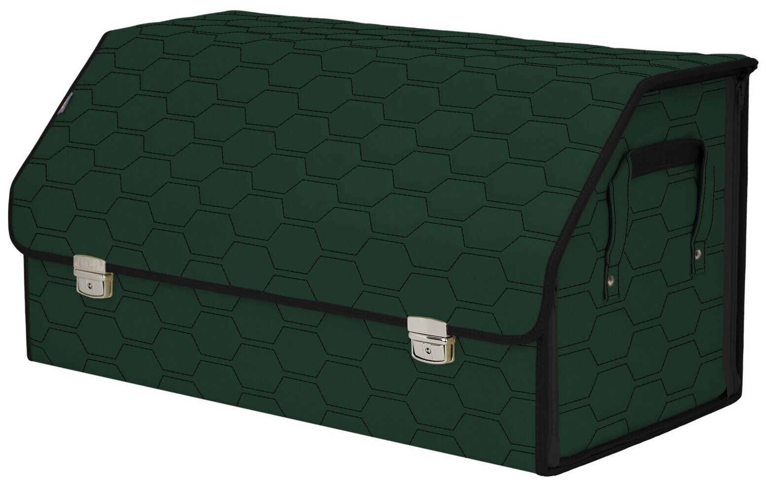 Органайзер-саквояж в багажник "Союз Премиум" (размер XL Plus). Цвет: зеленый с черной прострочкой Соты.