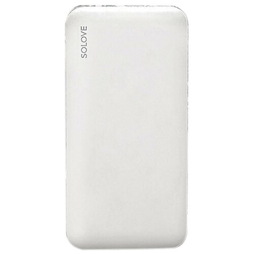 Внешний аккумулятор Power Bank SOLOVE 10000mAh Type-C с 2xUSB выходом, кожаный чехол (001M+ White RUS) (русская версия), белый комплект 5 штук внешний аккумулятор solove mi 001m 10000mah кожаный чехол белый