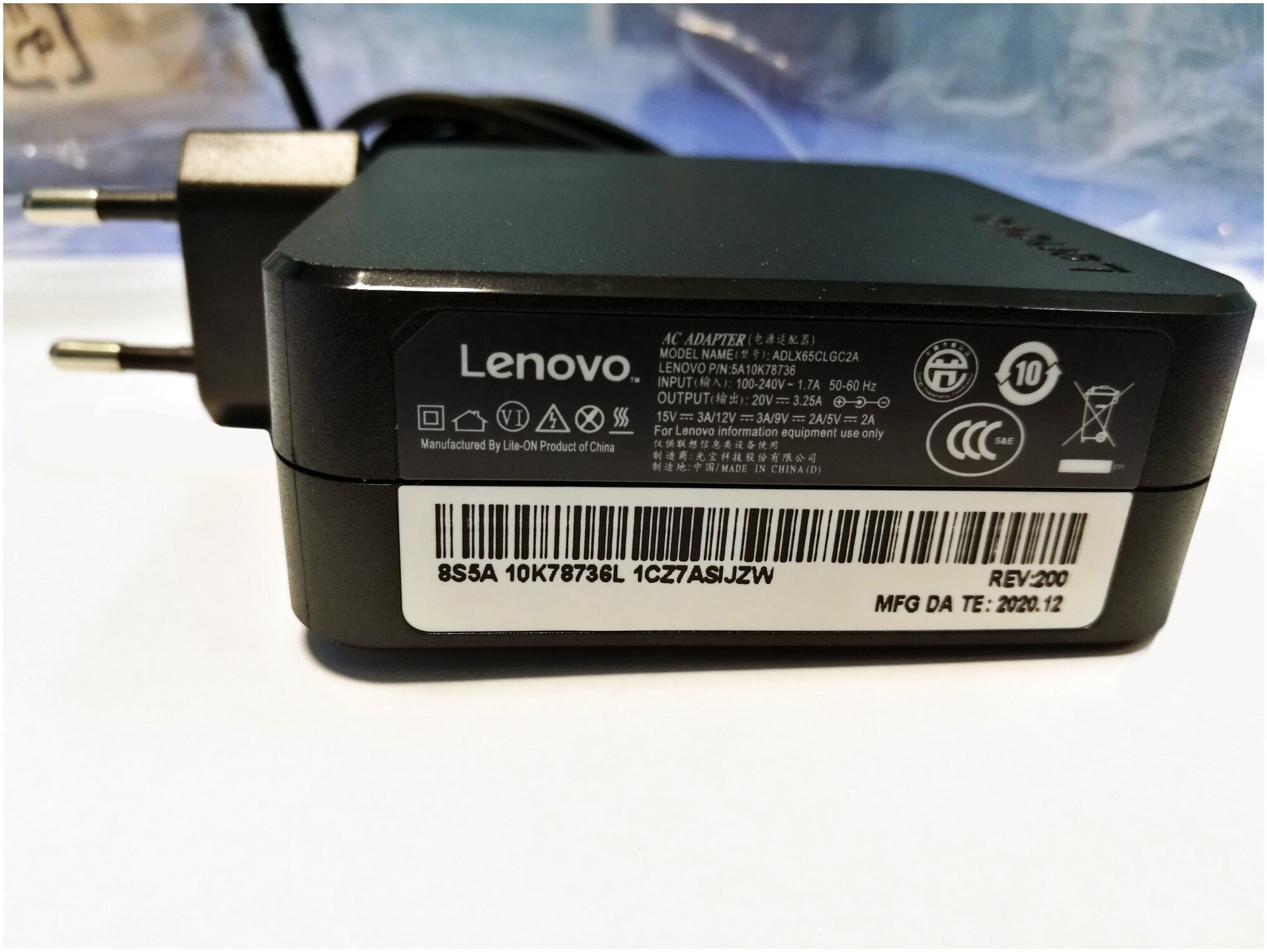 Блок питания зарядка Lenovo 20V 325A 65W 330S-15ARR 710-15ISK S340-14IWL Genuine