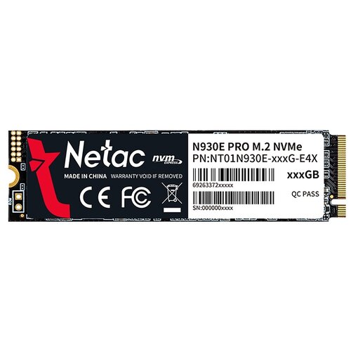 Накопитель Netac N930E Pro NT01N930E-256G-E4X SSD, M.2, 256Gb, PCI-E x4, чтение: 2130 Мб/сек, запись: 1720 Мб/сек, 3D NAND, NVMe