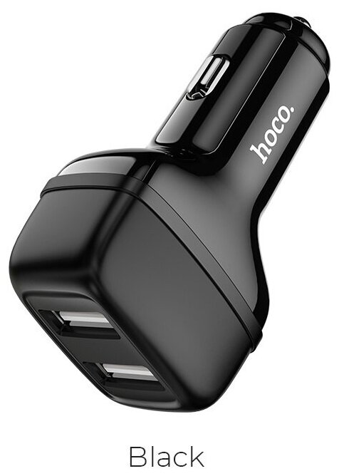 Автомобильное зарядное устройство (АЗУ) Hoco Z36 Superior (2 USB) 2.4 А, черный - фотография № 7