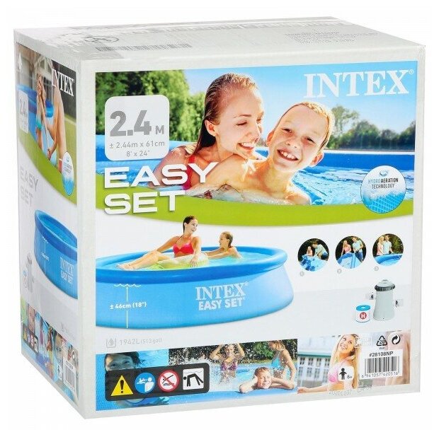 Бассейн надувной Intex Easy Set 244х61 см + фильтр-насос 1250 л/ч 28108 - фотография № 7