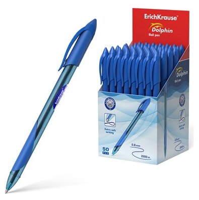 Ручка шариковая ErichKrause Dolphin 1.2, цвет чернил синий / ручки / набор 50шт