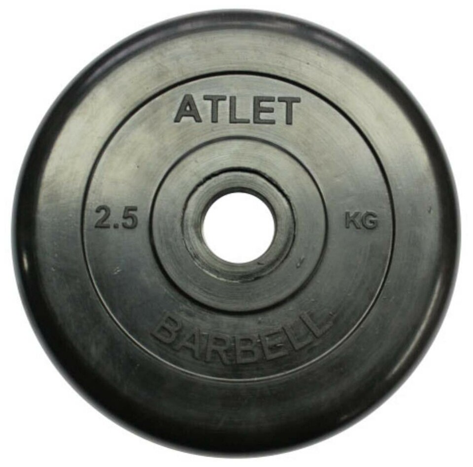 Диск обрезиненный d 26 мм чёрный 2,5 кг Atlet MB-AtletB26-2,5