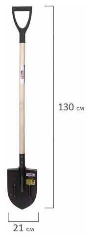 Лопата штыковая грандмастер из рельсовой стали, 21х36 см, высота 130 см, деревянный черенок (606553) - фотография № 3