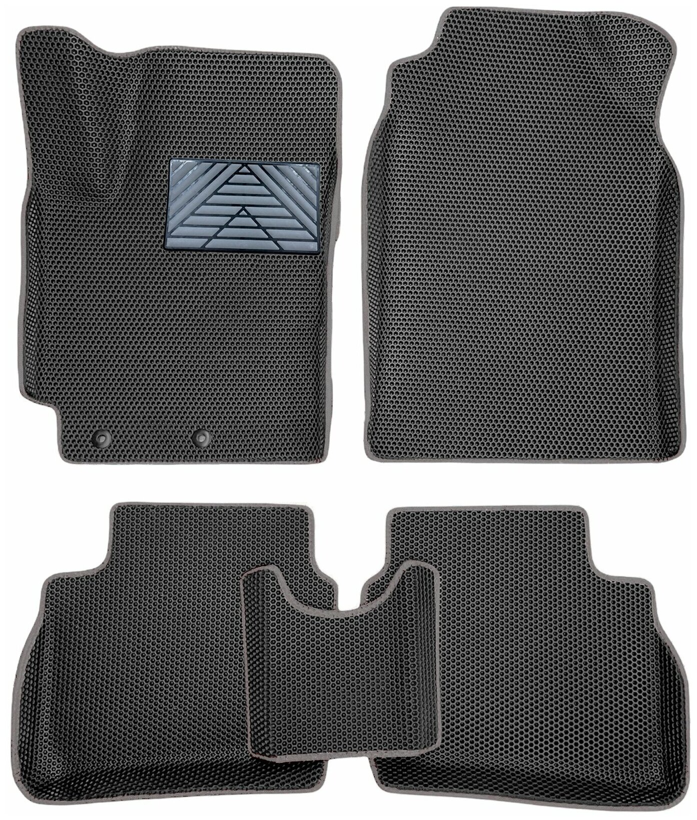 Автомобильные коврики EVA / ЕВА для Hyundai Solaris II 2017- н. в. / Хендай Солярис 2 / черный(сота)-графит + резин подпятник / 3D 3д с бортами