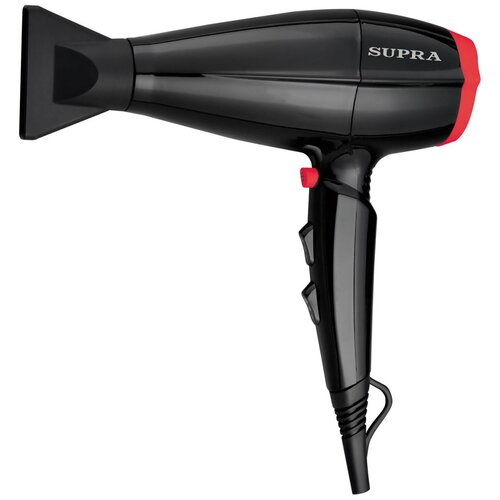 Фен для волос Supra с функцией холодного воздуха и концентратором 2 скорости 3 режима нагрева 2000 Вт красный черный SUPRA PHS-2017M 94500₽