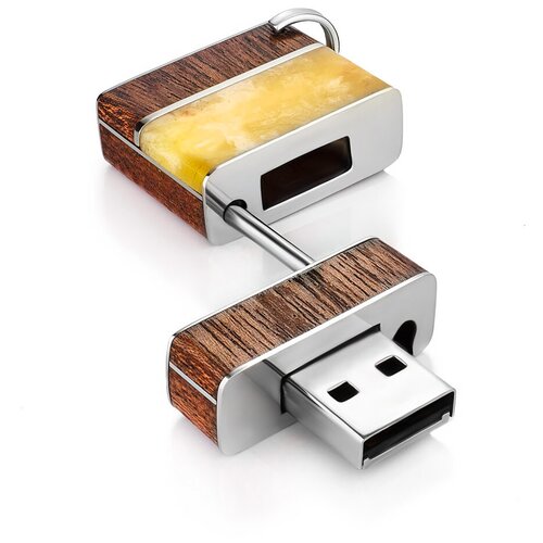 Amberholl Брелок-подвеска с usb-накопителем на 32Gb из дерева и янтаря