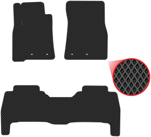 Автомобильные коврики EVA для Toyota Land Cruiser 200 рестайл (2012-2021), чёрные с чёрным кантом, ячейка - ромб