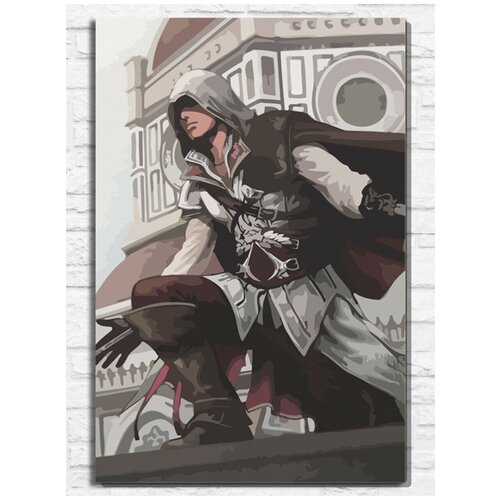 Картина по номерам на холсте игра Assassins Creed (Альтаир, Эцио) - 9185 В 60x40